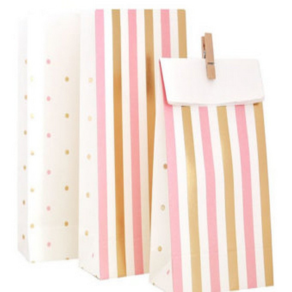 GOLD & PINK <BR>TREAT BAGS (10 pack)