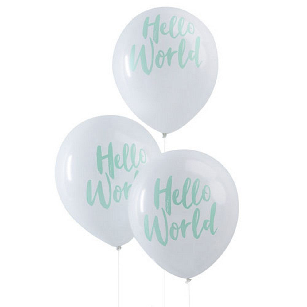 MINT "HELLO WORLD" <br>BALLOONS (10 pack)