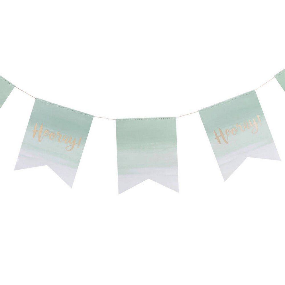 OMBRE MINT & GOLD FOILED "HOORAY" BUNTING