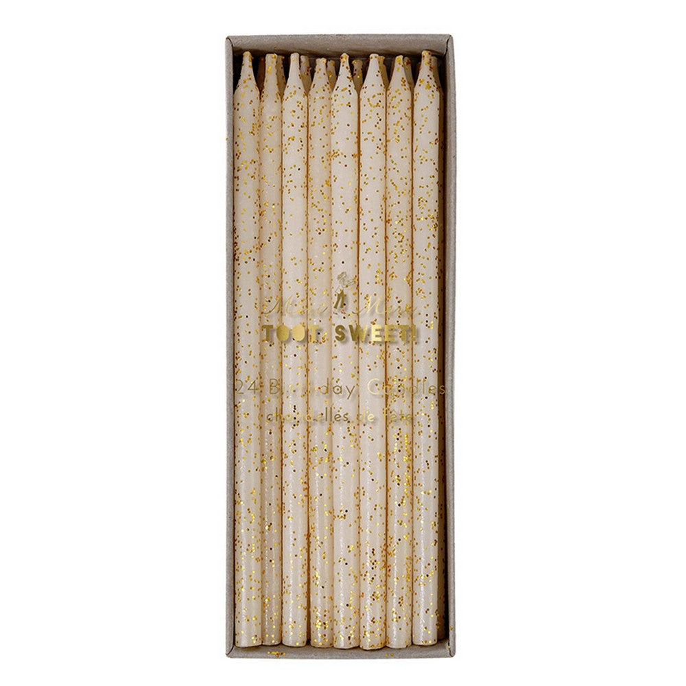 GOLD GLITTER BIRTHDAY CANDLES (24 pack)