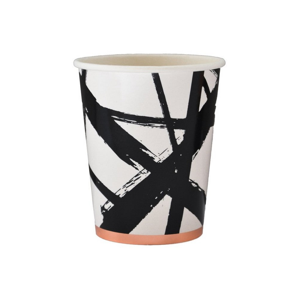MUSE BLACK & WHITE <BR>BRUSH STROKE CUPS (8 pack)