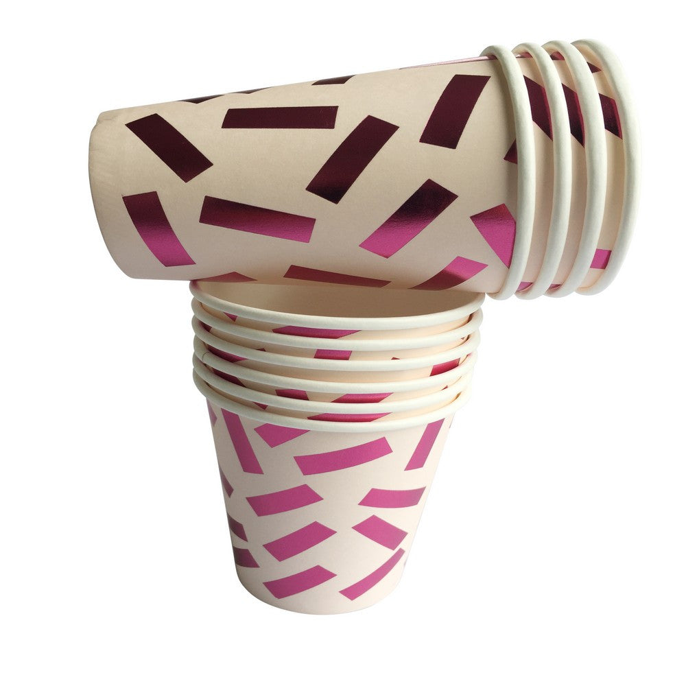 PINK METALLIC CONFETTI <BR>CUPS (10 pack)