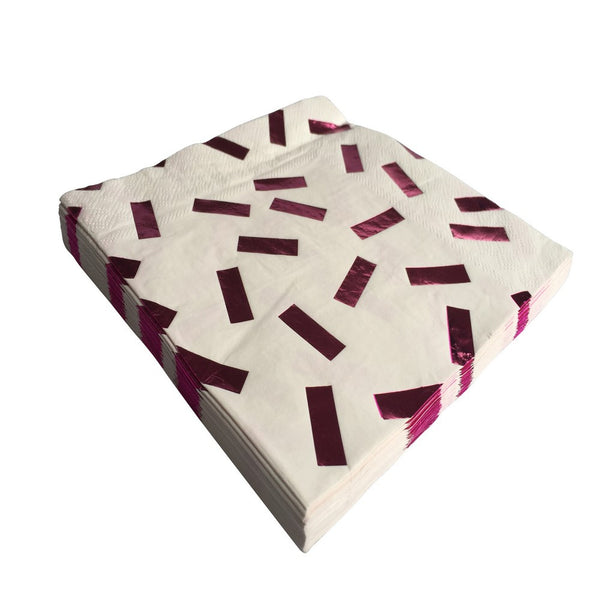 PINK METALLIC CONFETTI <BR>NAPKINS (20 pack)