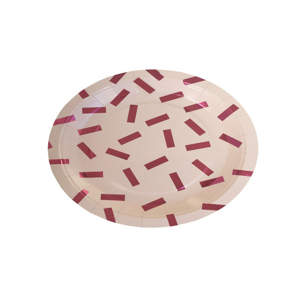 PINK METALLIC CONFETTI <BR>PLATES (10 pack)
