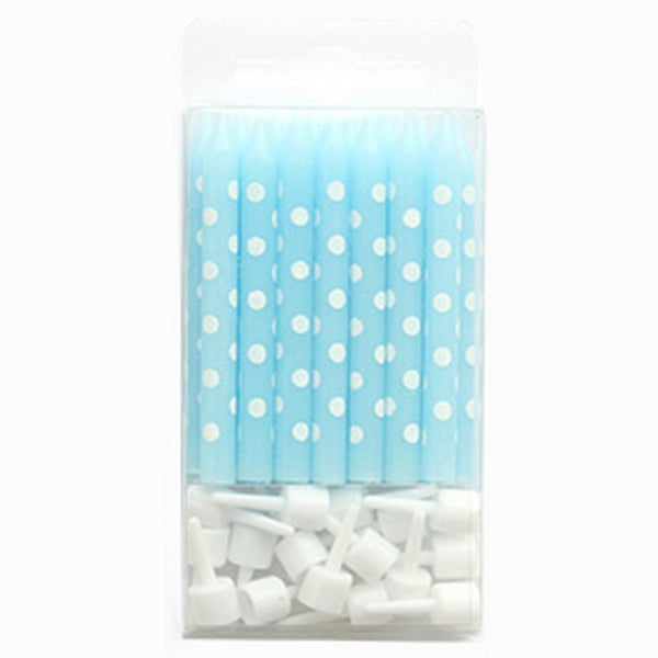 BLUE POLKADOT CANDLES (16 pack)