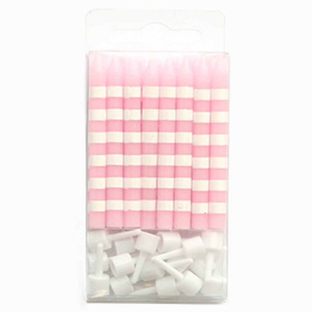 PINK CANDY STRIPE<BR>CANDLES (16 pack)