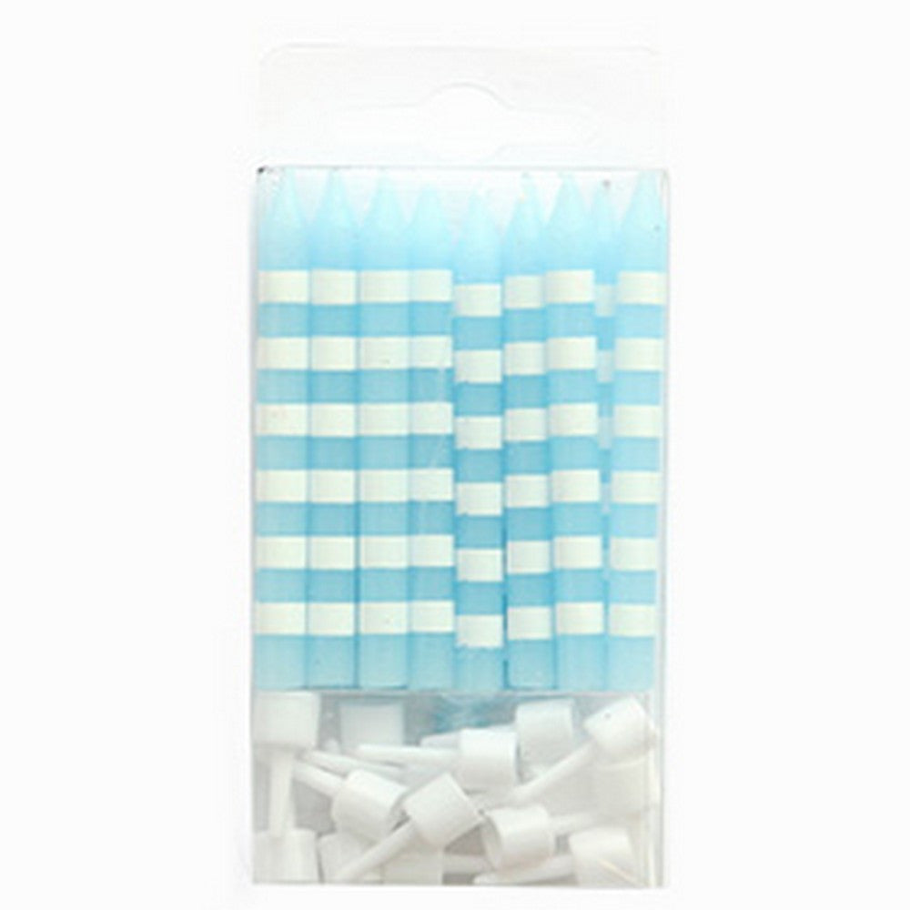 BLUE CANDY STRIPE CANDLES (16 pack)
