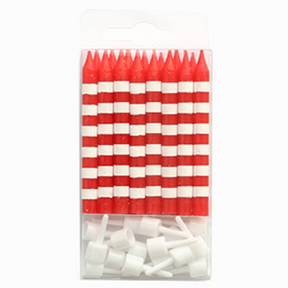RED CANDY STRIPE<BR> CANDLES (16 pack)