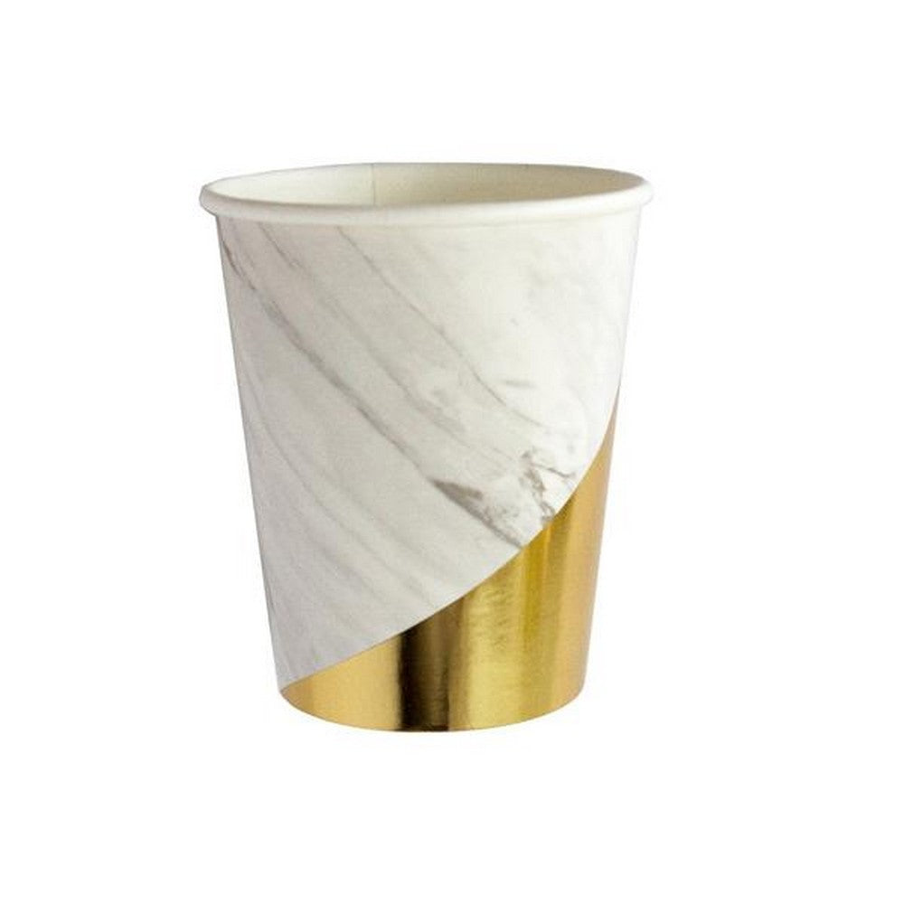 BLANC WHITE MARBLE <BR>COLOUR BLOCK CUPS (8 pack)