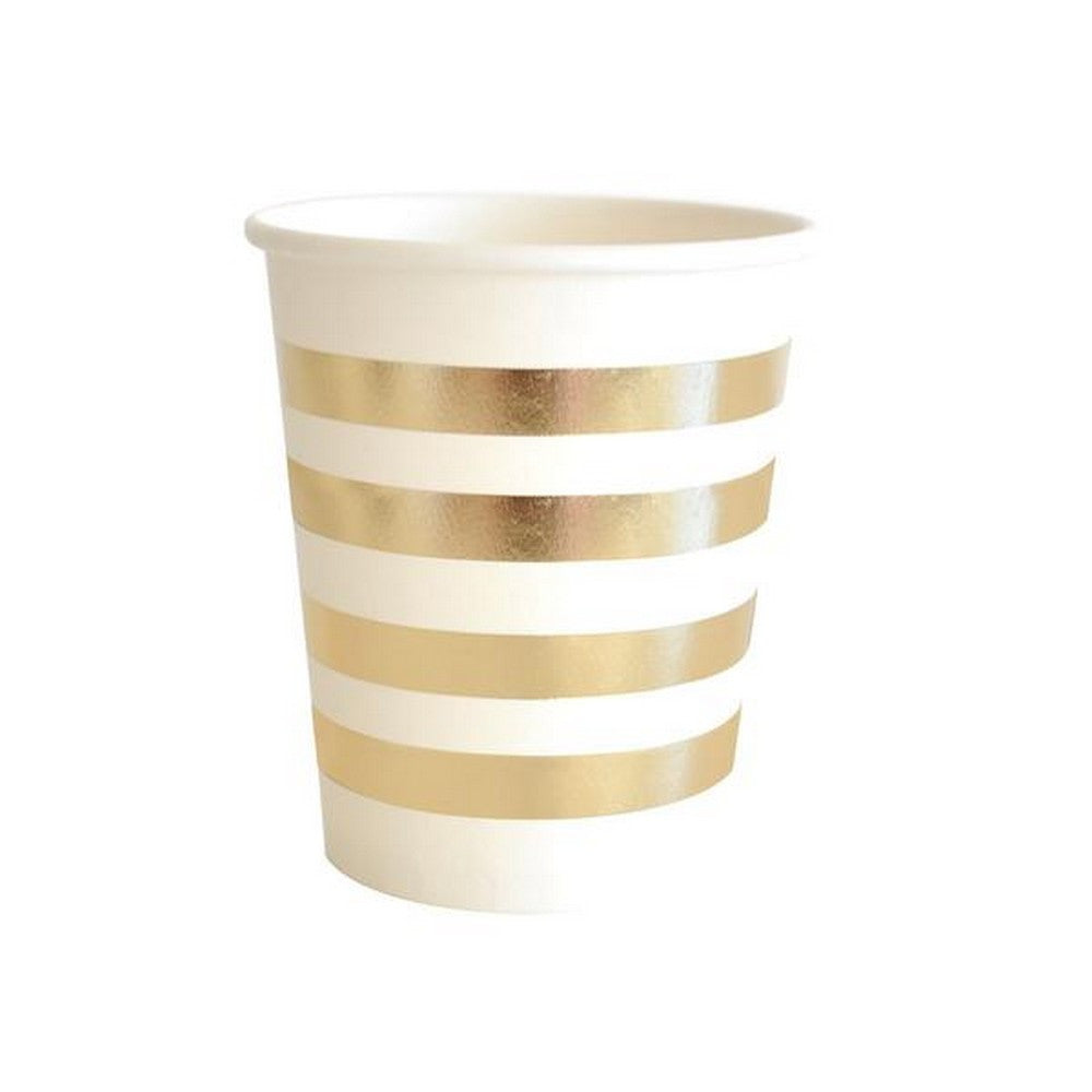 GOLD STRIPE CUPS<BR> (10 pack)