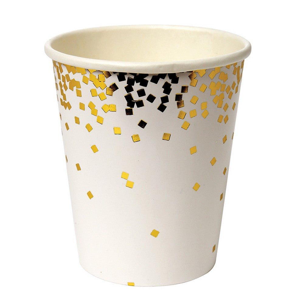 GOLD CONFETTI <BR>PARTY CUPS (8 pack)
