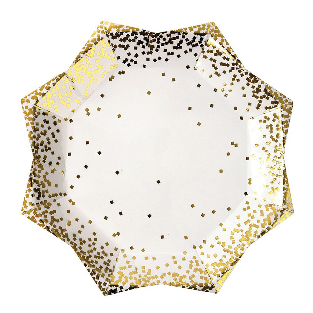 GOLD CONFETTI <BR>LARGE PLATES (8 pack)