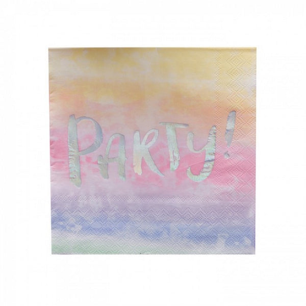 RAINBOW & IRIDESCENT "PARTY" NAPKINS (16 pack)