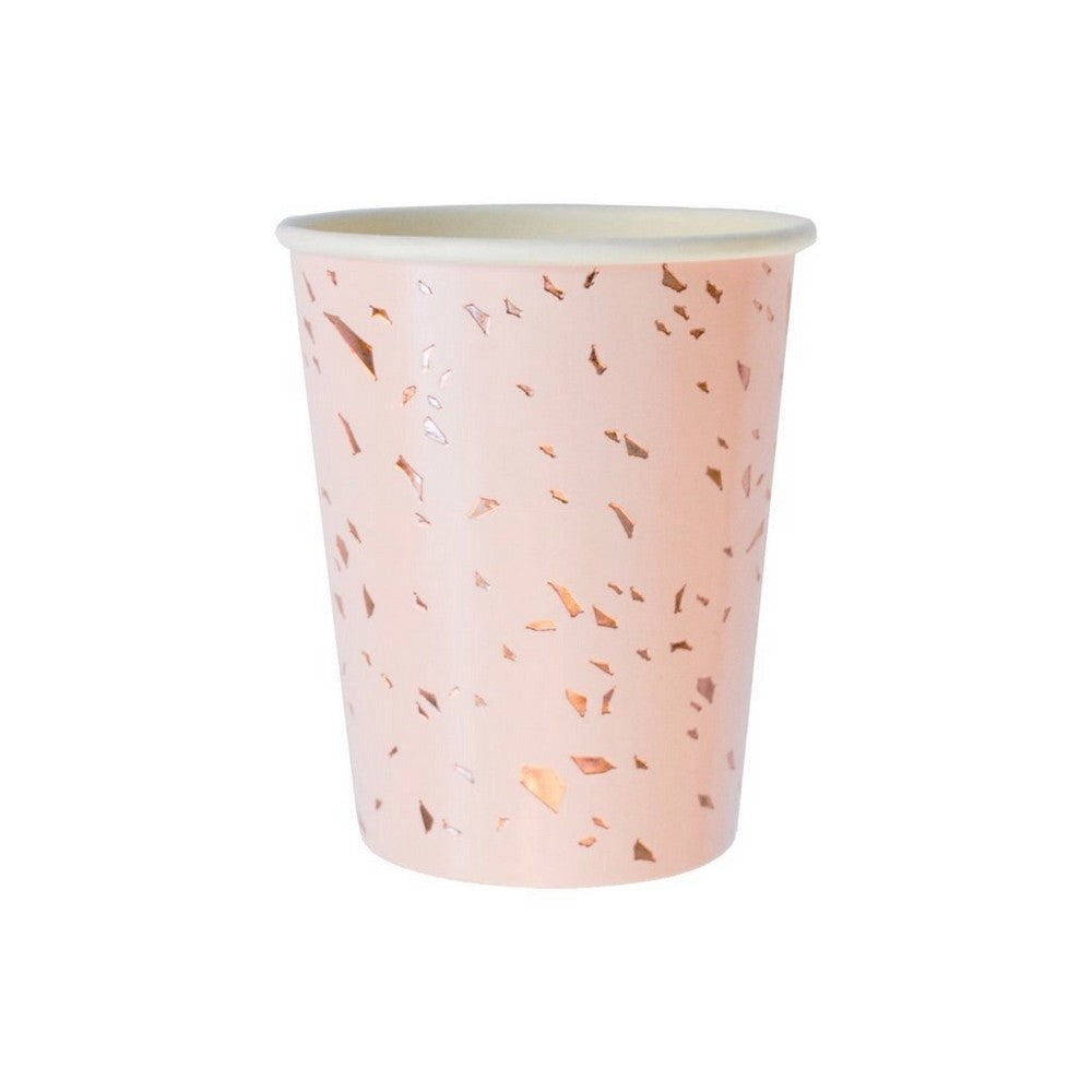 PALE PINK CONFETTI <BR> PARTY CUPS (8 pack)