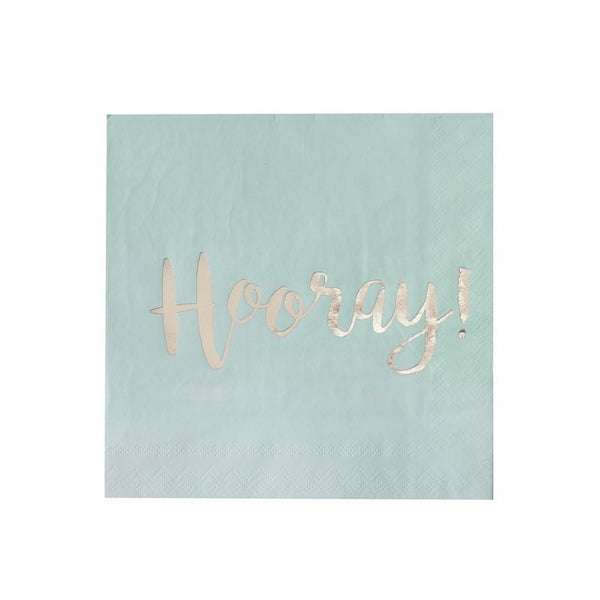 MINT & GOLD FOILED "HOORAY" NAPKINS (20 pack)