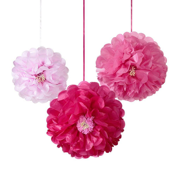 PINK FLOWER<BR>POMPOM MIX (3 pack)