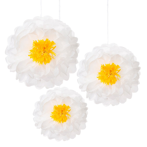 DAISY FLOWER POMPOM<BR> (3 pack)