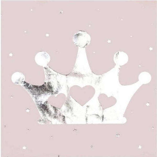 PINK & SILVER FOILED TIARA NAPKINS (16 pack)