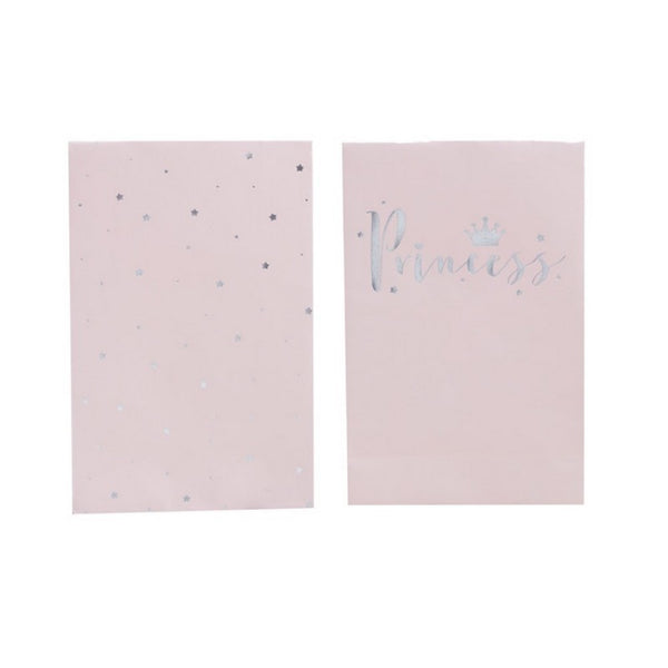 PINK & SILVER FOILED "PRINCESS" PARTY BAGS (8 pack)