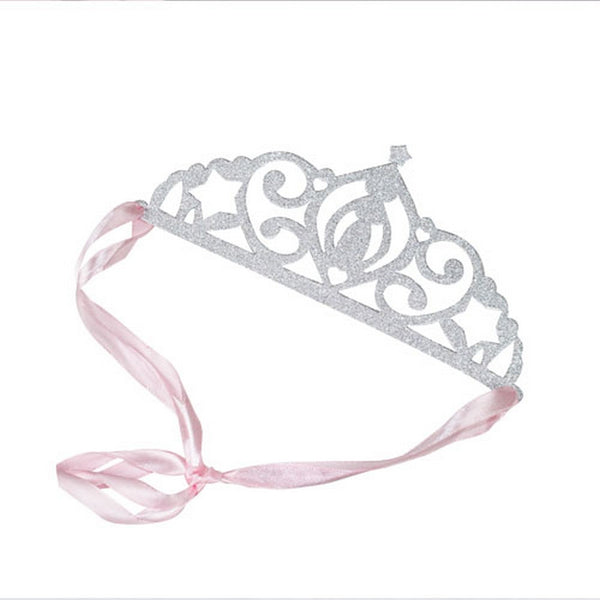 SILVER GLITTER TIARAS <br>(5 pack)