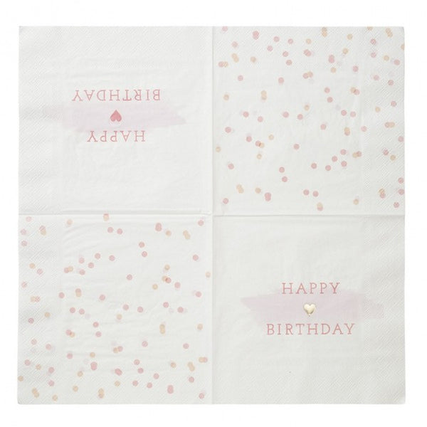 PINK "HAPPY BIRTHDAY" NAPKINS (16 pack)
