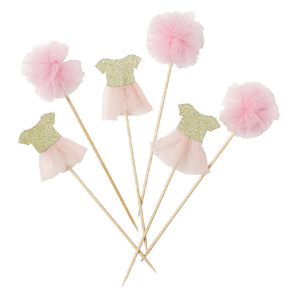TUTU & POMPOM<BR>CAKE TOPPERS (6 pack)