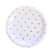 ROSE GOLD SPOTS<BR>DESSERT PLATES (10 pack)