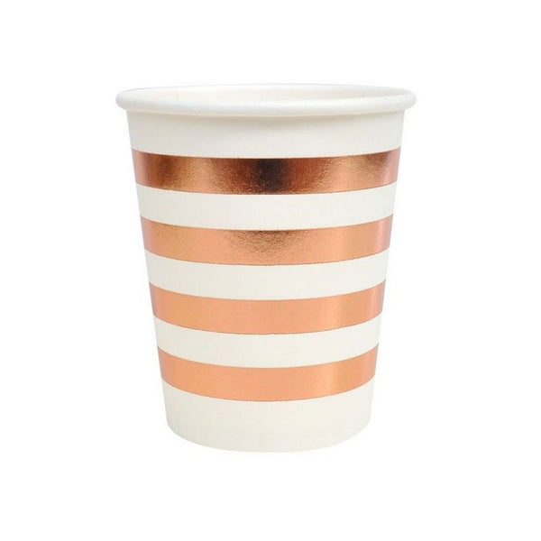 ROSE GOLD STRIPE<BR>CUPS (10 pack)