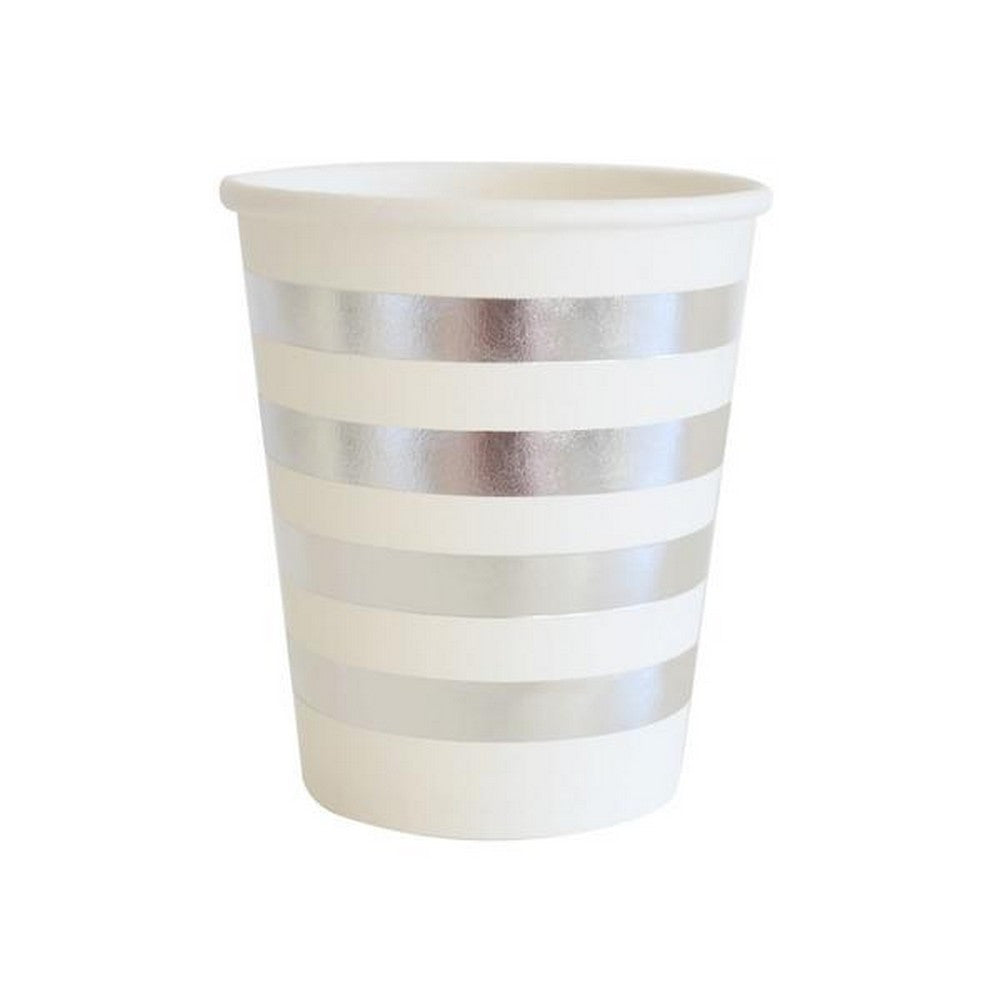SILVER STRIPE CUPS<BR> (10 pack)