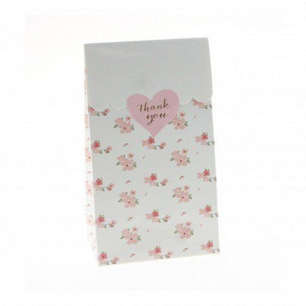 WHITE FLORAL<BR>TREAT BAGS (12 pack)