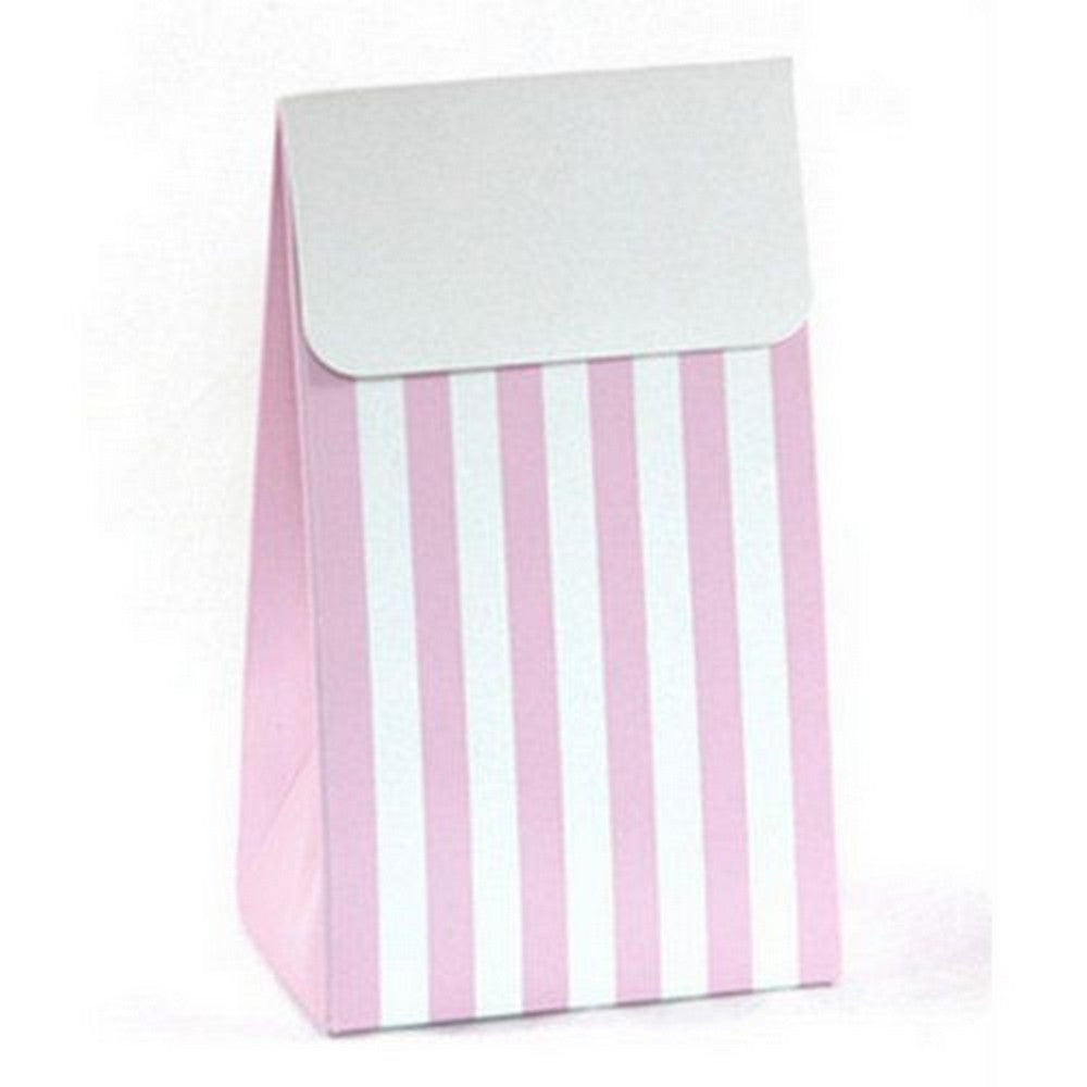 PINK & WHITE STRIPE<BR> TREAT BOX BAG (12 pack)